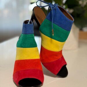 New Aquazzura Suade Color Block Booties